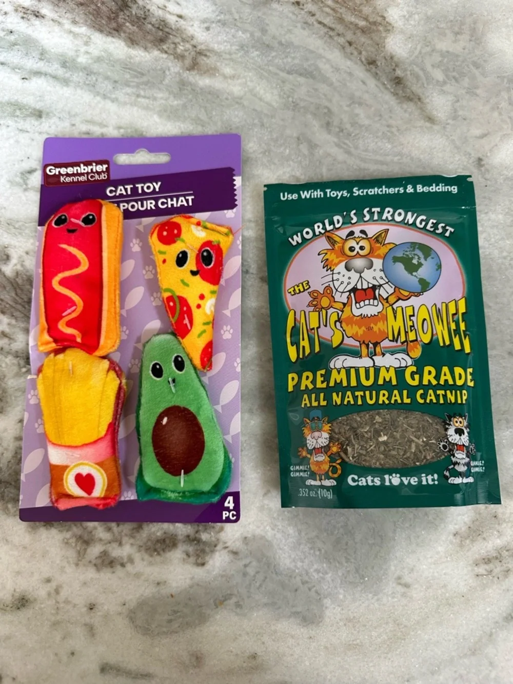 Cat Toy Set with Avocado, Pizza, french fries & Hotdog